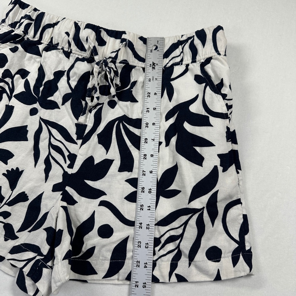New Botanical Linen Blend Floral Shorts Sz M Tropical Time & Tru Coastal Navy - Picture 4 of 9